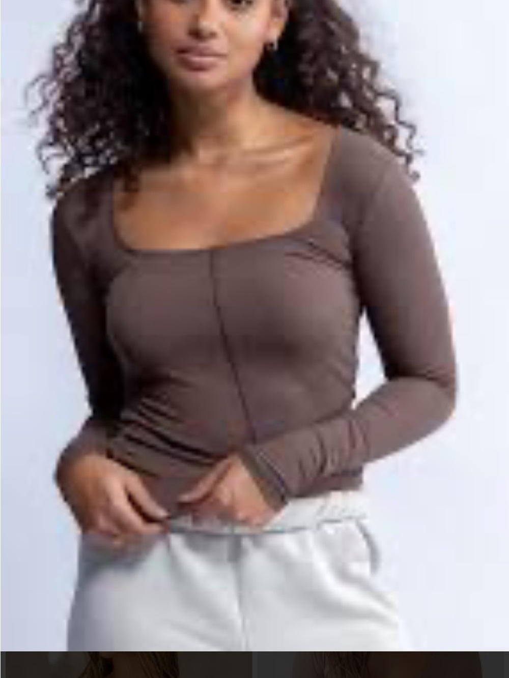 Joah Brown Long Sleeve Top in gray S/M
